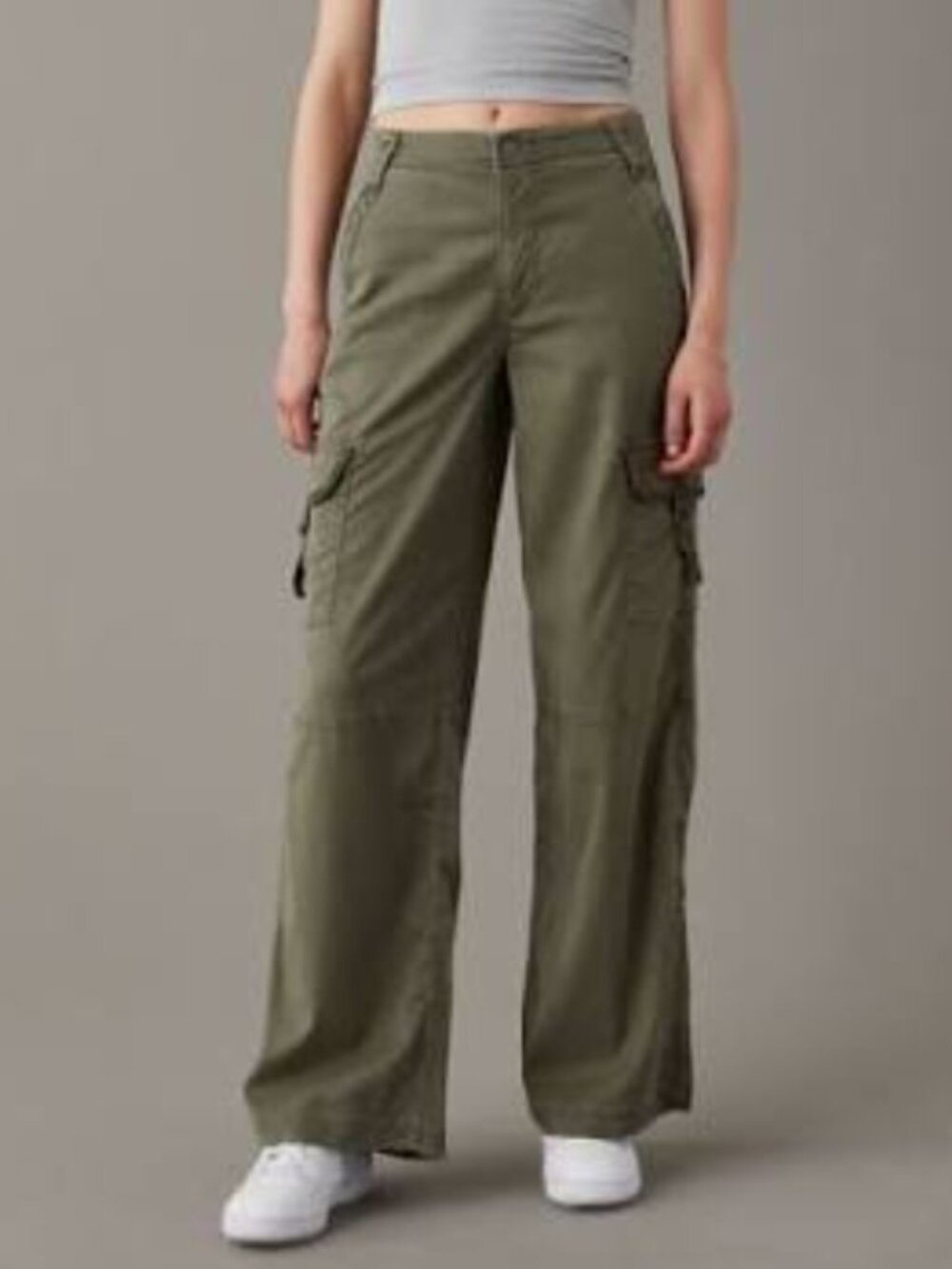 American Eagle wide leg cargo pants olive green size 0 regular